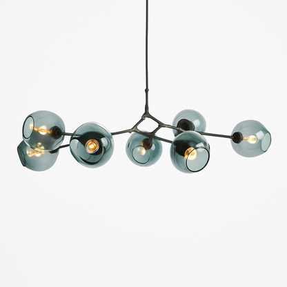 Lustre design LED branches métal bulles verre GEMMA