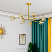 Lustre design LED branches métal bulles verre GEMMA