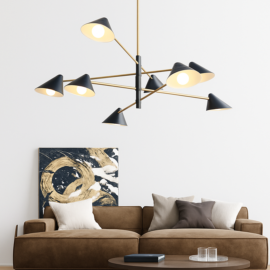 Lustre design LED abat-jours triangles style loft PRISMA