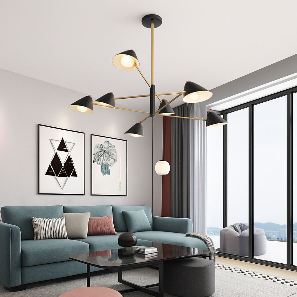 Lustre design LED abat-jours triangles style loft PRISMA