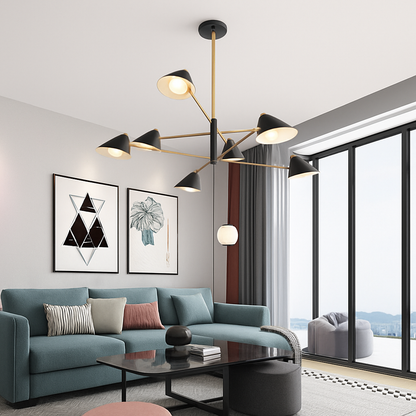 Lustre design LED abat-jours triangles style loft PRISMA