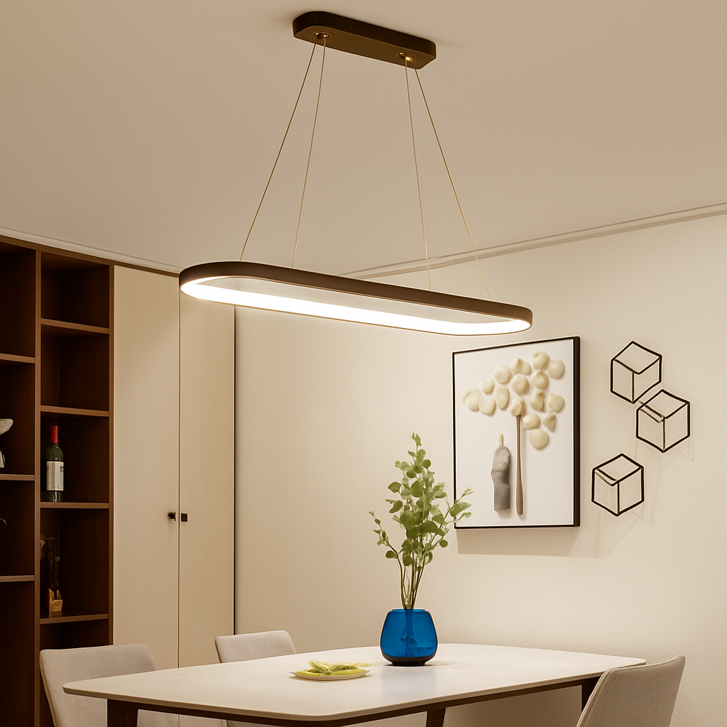 Lustre LED design suspendu arrondi aluminium LUNARE