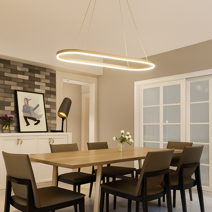 Lustre LED design suspendu arrondi aluminium LUNARE