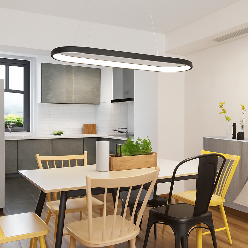 Lustre LED design suspendu arrondi aluminium LUNARE