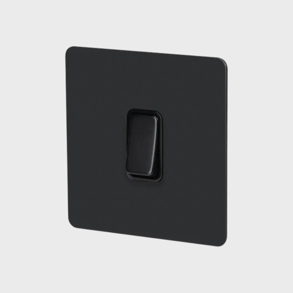 interrupteur bouton plat simple noir mat
