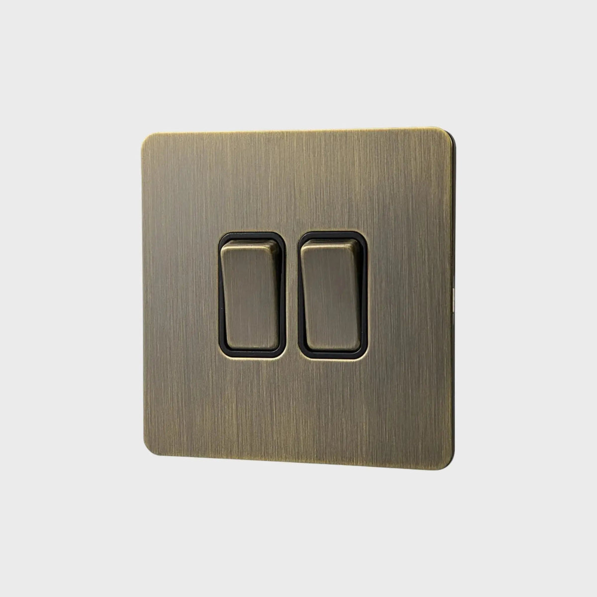 interrupteur bouton plat double bronze brossé