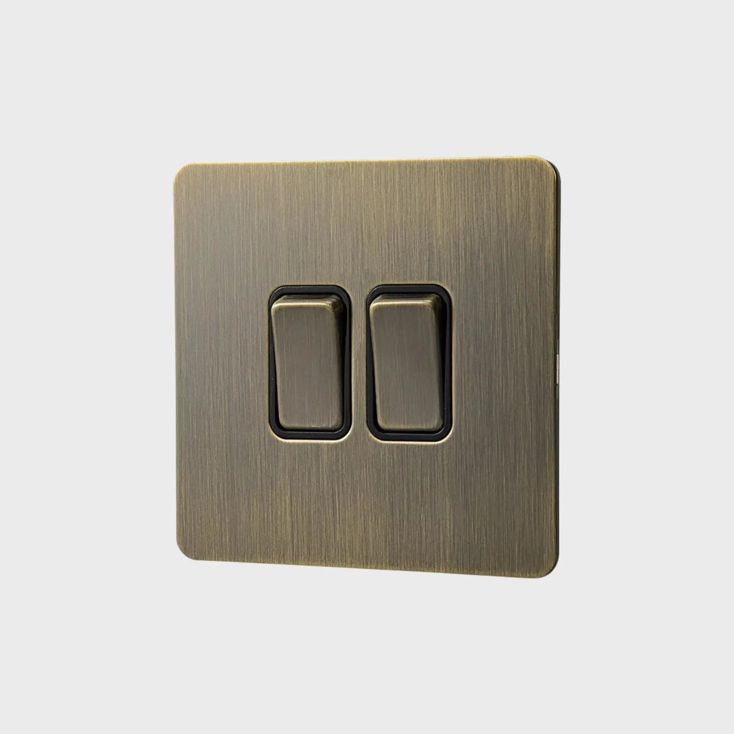 interrupteur bouton plat double bronze brossé