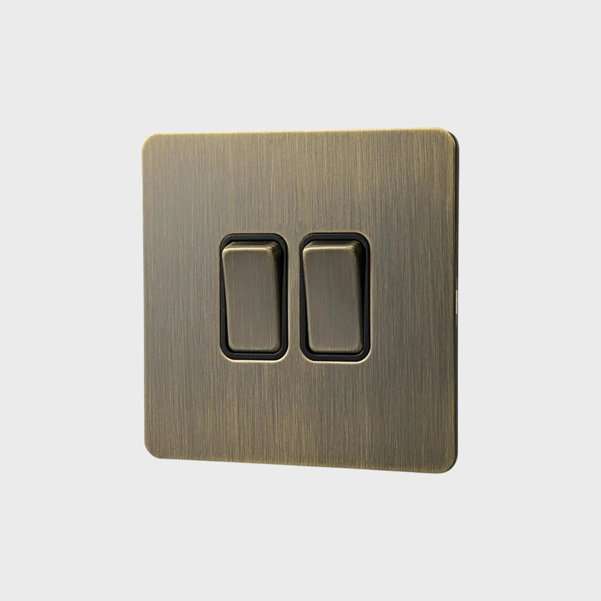 interrupteur bouton plat double bronze brossé
