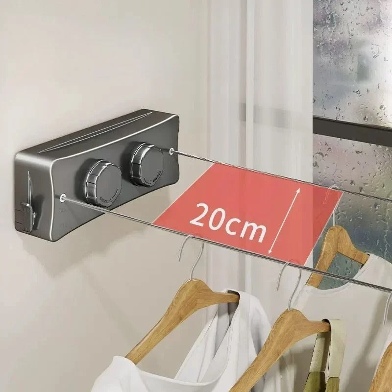 Corde à linge mural rétractable double fil - Aéraly