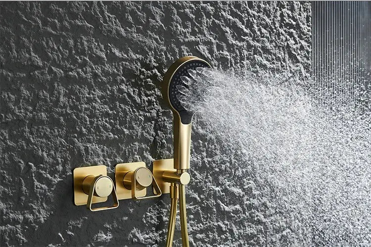 Mitigeur de Douche mural or brossé