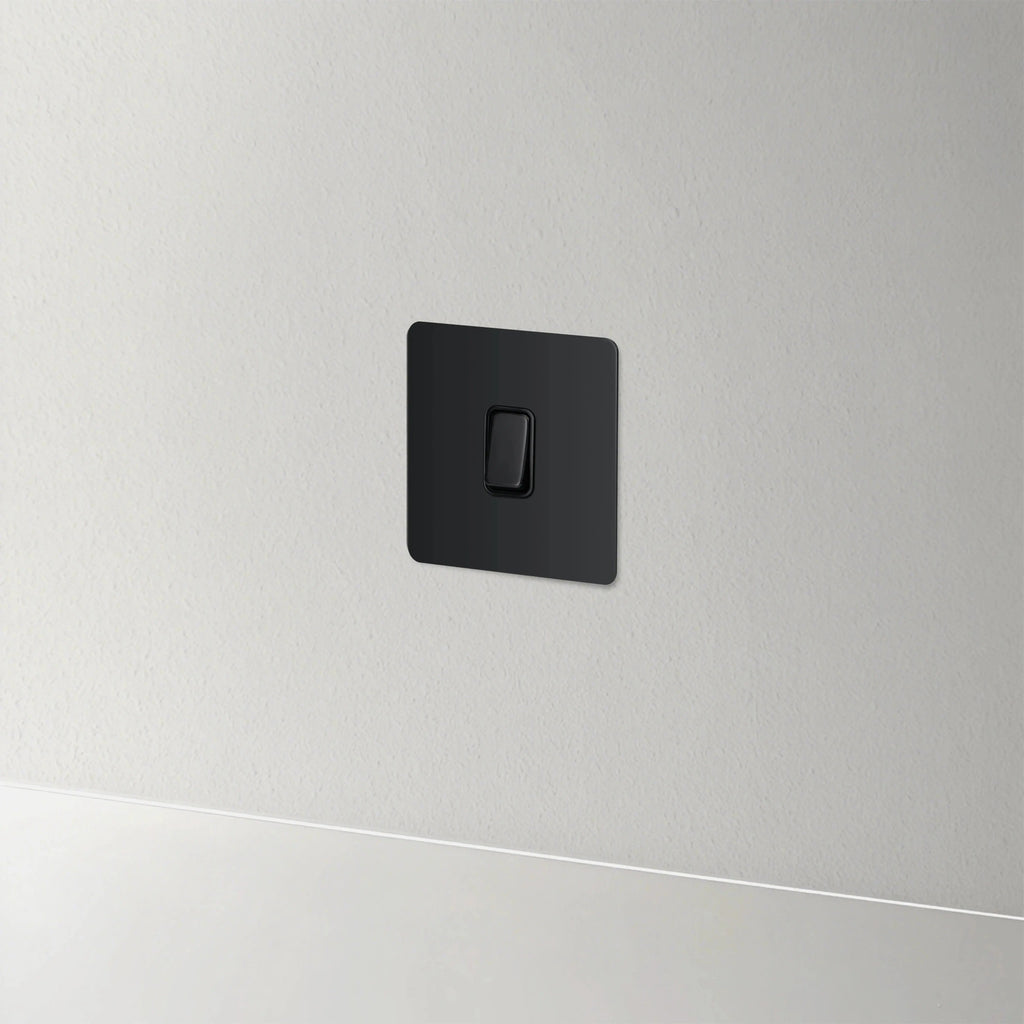 interrupteur bouton plat simple noir mat