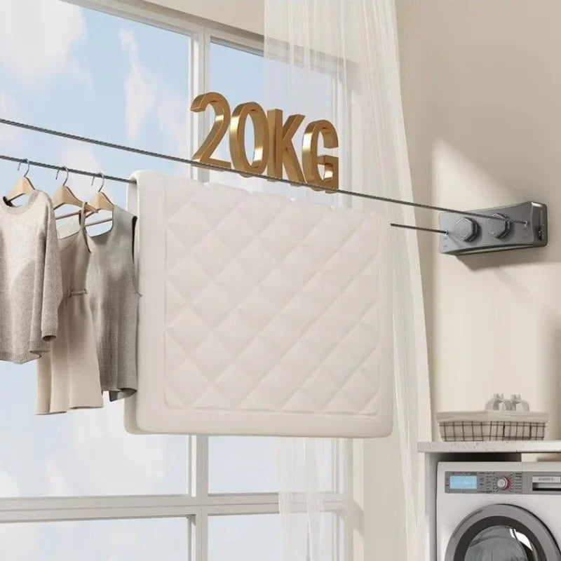 Corde à linge mural rétractable double fil - Aéraly