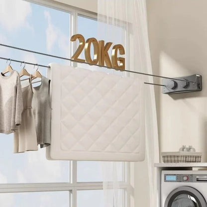 Corde à linge mural rétractable double fil - Aéraly