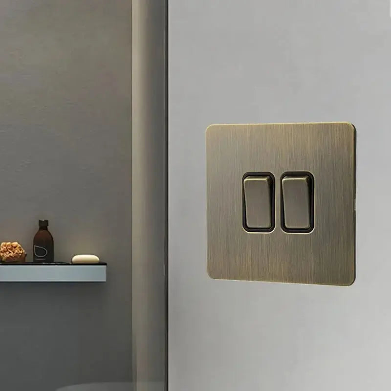 interrupteur bouton plat double bronze brossé