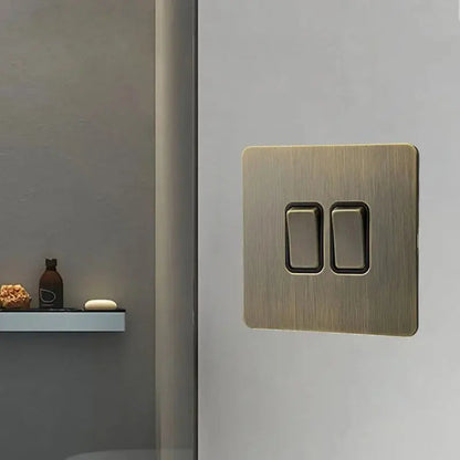 interrupteur bouton plat double bronze brossé