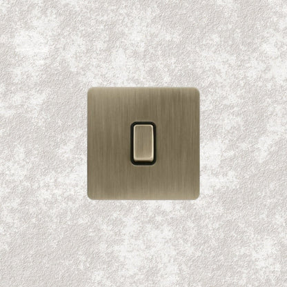 interrupteur bouton plat simple bronze brossé