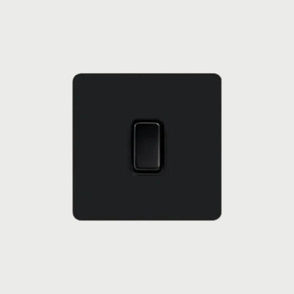 interrupteur bouton plat simple noir mat
