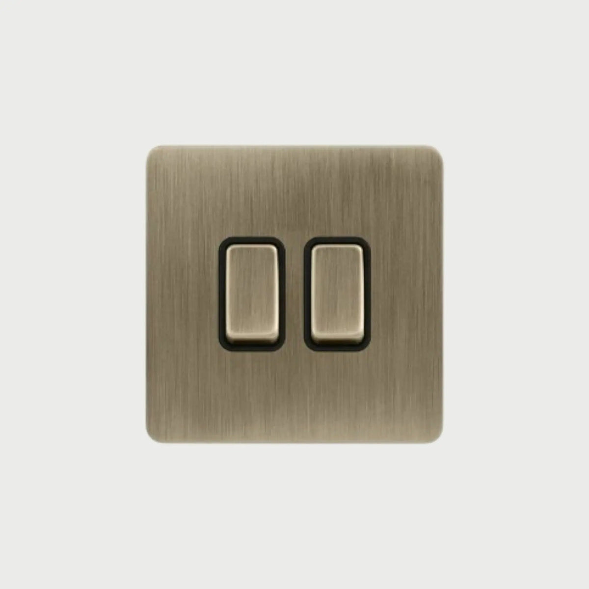interrupteur bouton plat double bronze brossé