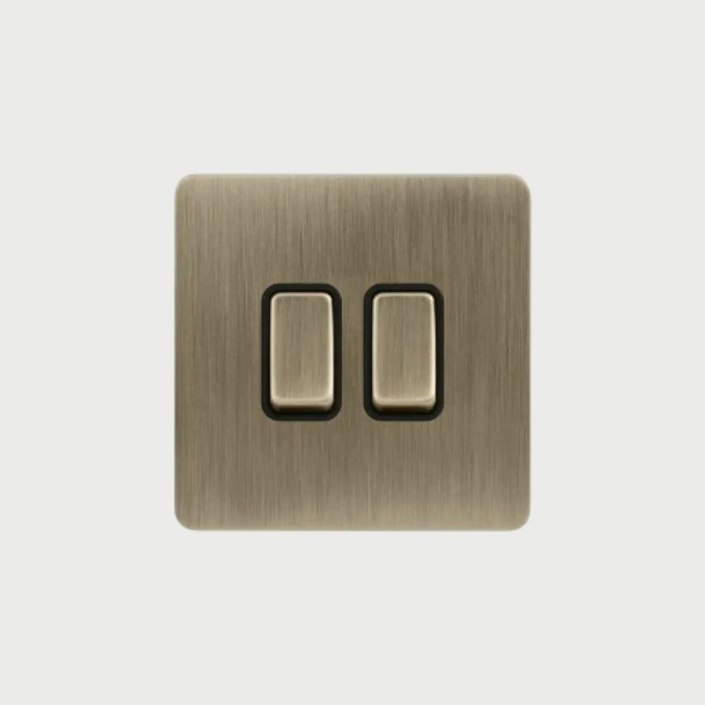 interrupteur bouton plat double bronze brossé