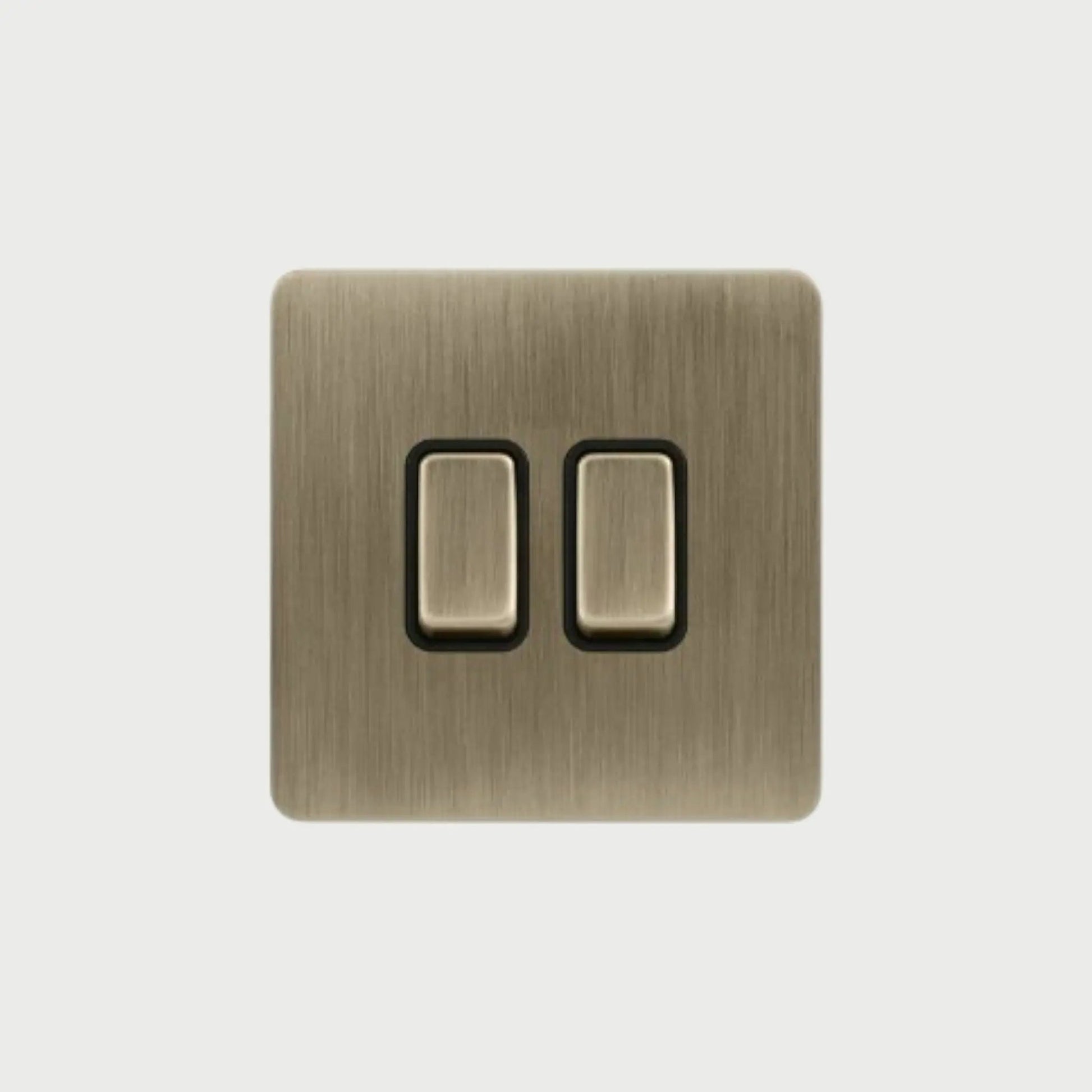 interrupteur bouton plat double bronze brossé