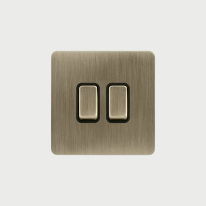 interrupteur bouton plat double bronze brossé