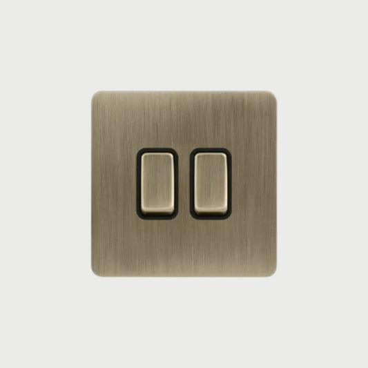 interrupteur bouton plat double bronze brossé