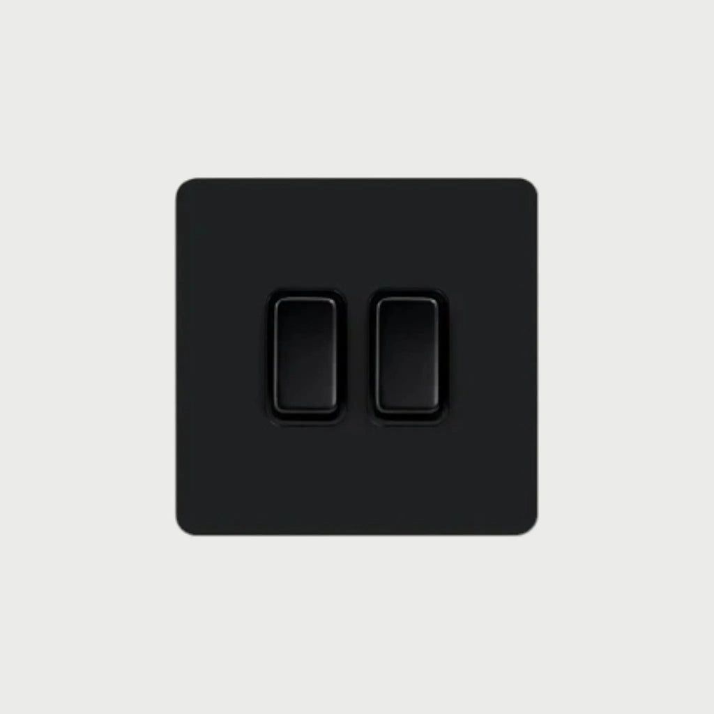 interrupteur bouton plat double noir mat