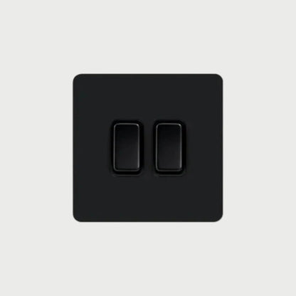interrupteur bouton plat double noir mat