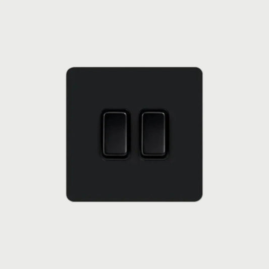 interrupteur bouton plat double noir mat