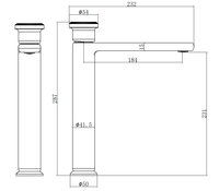 Dimensions du mitigeur lavabo haut Méridien 1SE500101