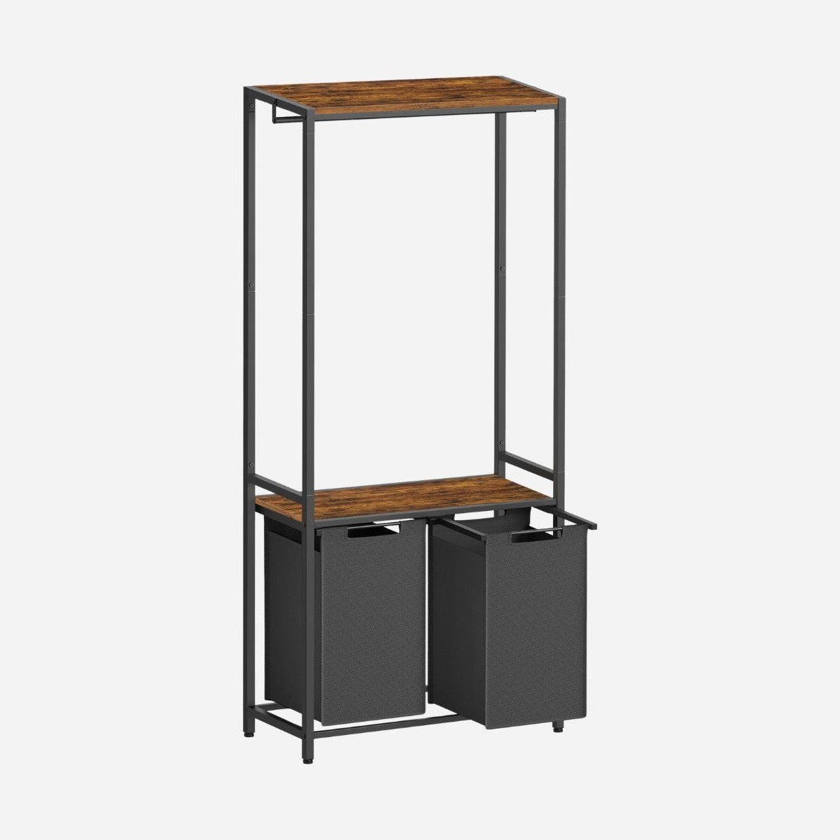 Meuble avec panier à linge intégré et étagères de rangement - Aéraly