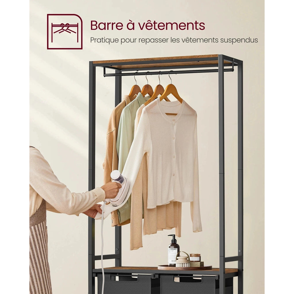 Meuble avec panier à linge intégré et étagères de rangement - Aéraly