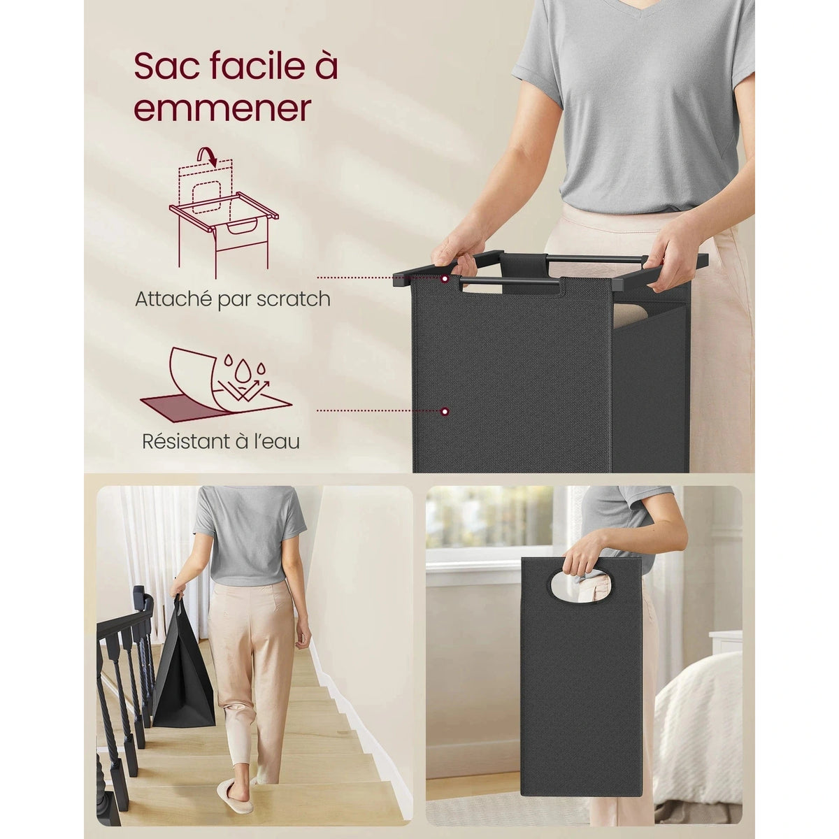 Meuble avec panier à linge intégré et étagères de rangement - Aéraly