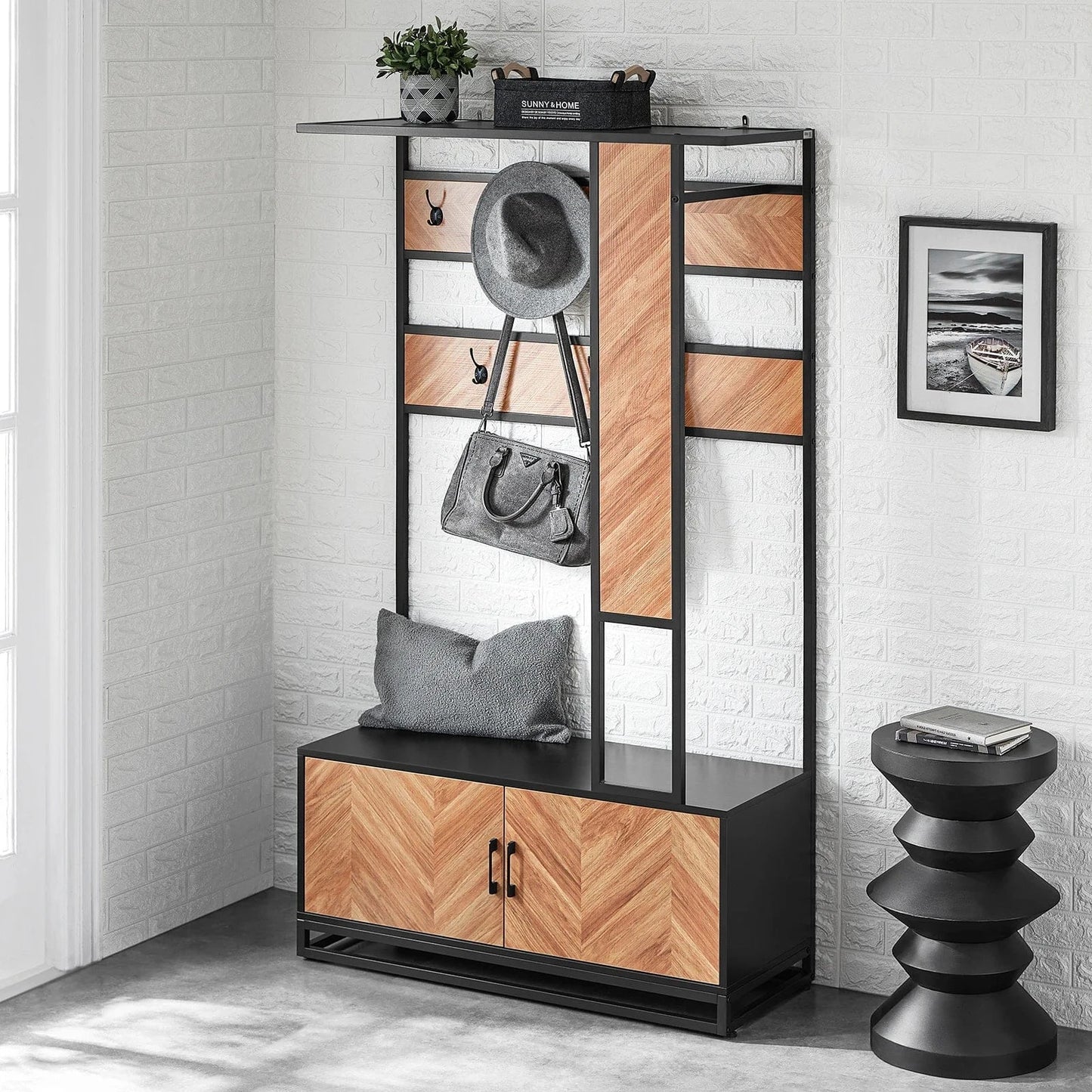 Meuble d'entrée avec banc et rangement chaussures - pratique et esthétique Bois