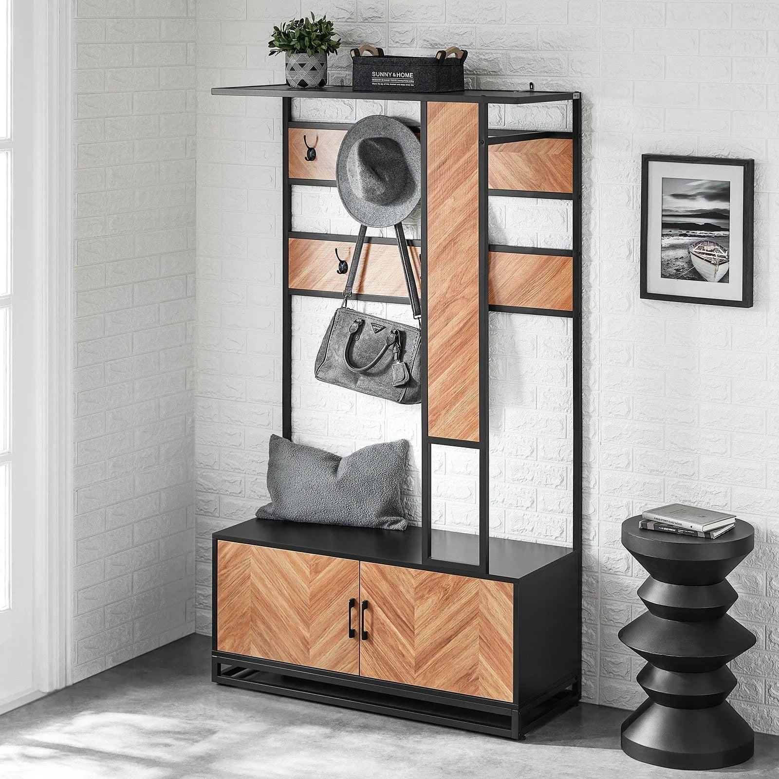 Meuble d'entrée avec banc et rangement chaussures - pratique et esthétique Bois