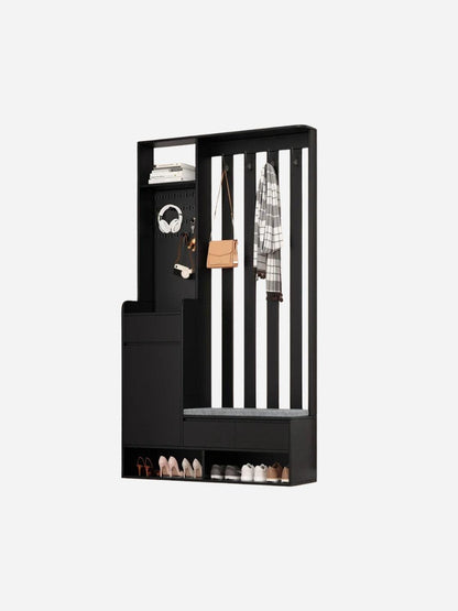 Meuble d'entrée avec banc et rangement chaussures - pratique et esthétique Bois