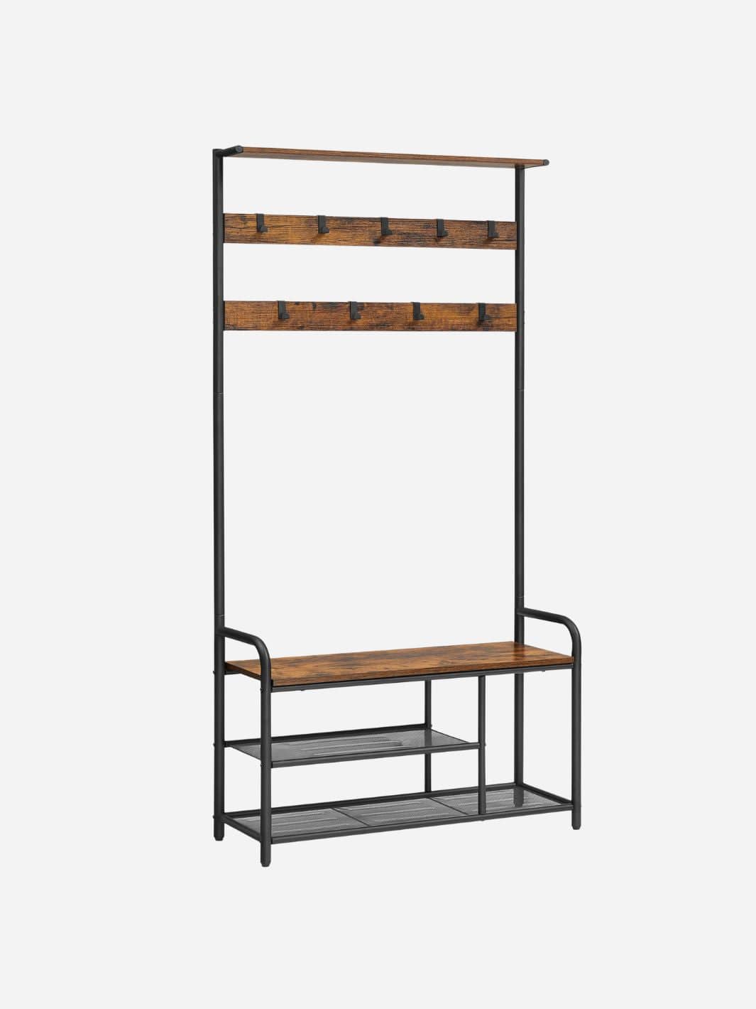 Meuble d’entrée porte-manteau avec banc et rangement à chaussures