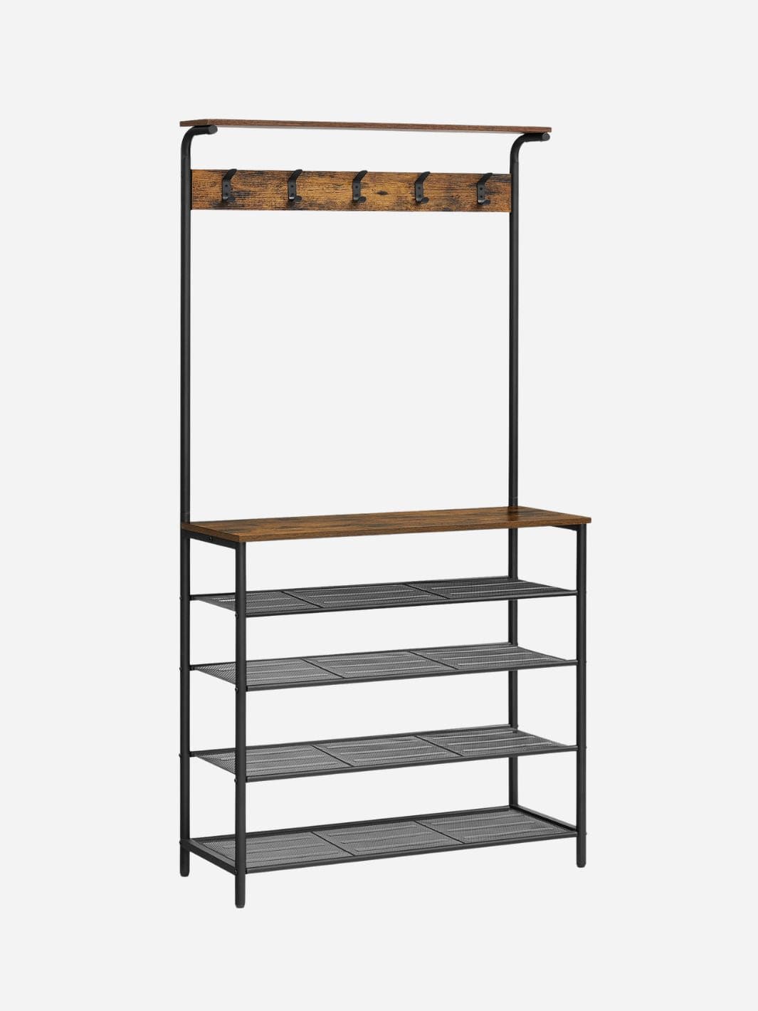 Meuble d’entrée porte-manteau et chaussures – Design industriel Bois