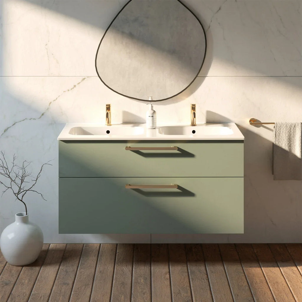 Meuble double vasque 120cm Amande Mat