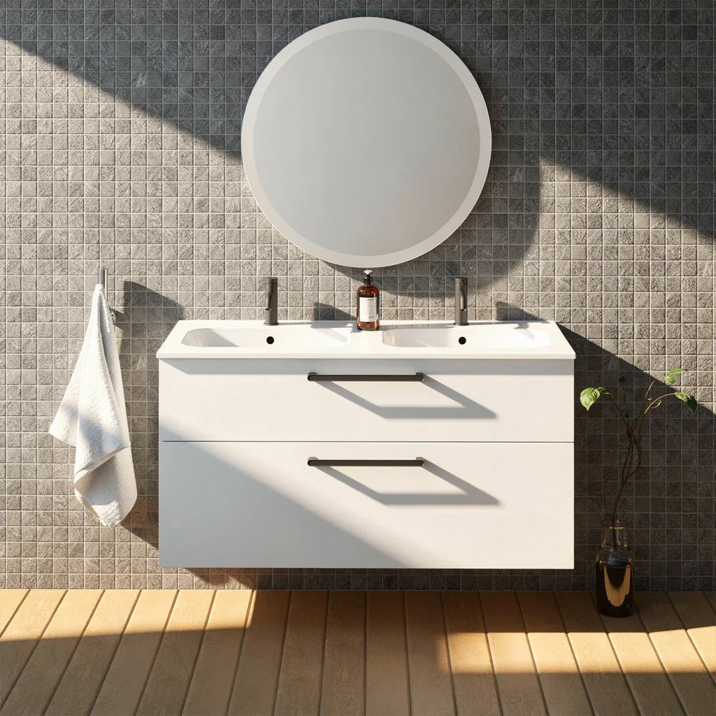 Meuble double vasque 120cm Blanc brillant