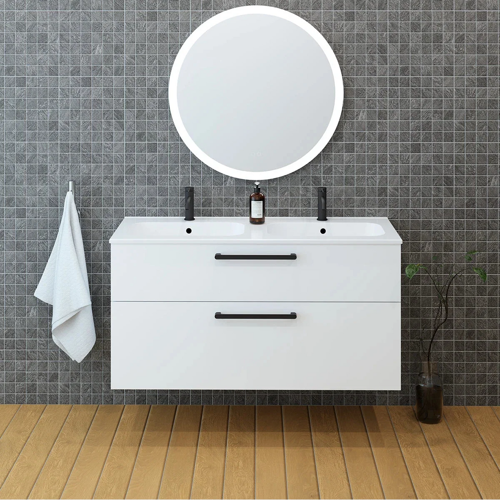 Meuble double vasque 120cm Blanc brillant