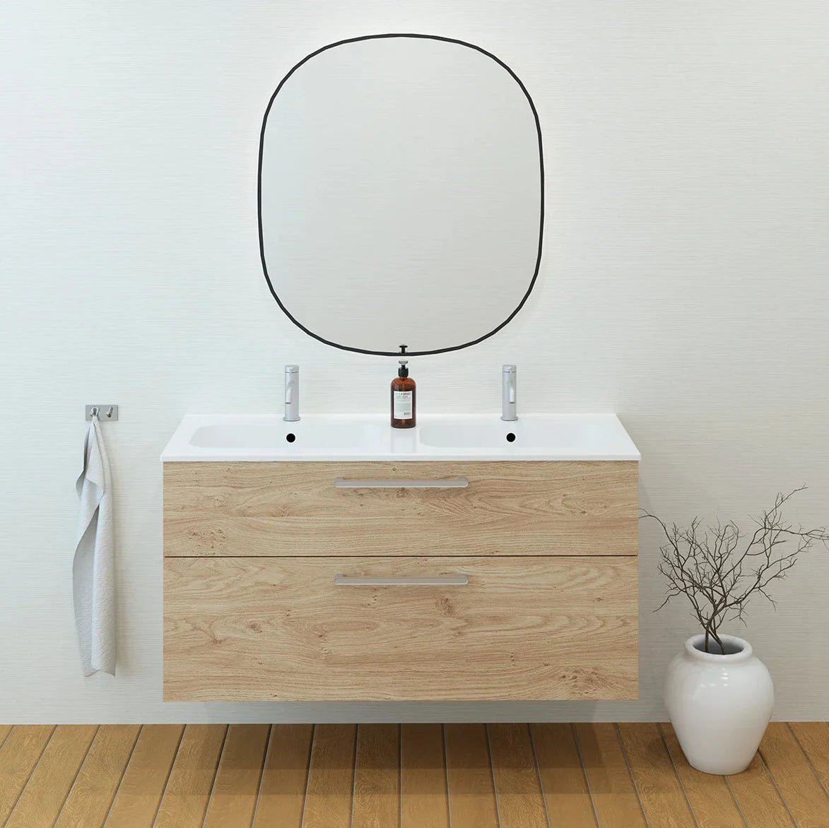 Meuble double vasque 120cm Chêne Sanremo