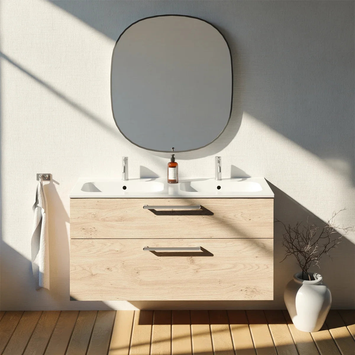 Meuble double vasque 120cm Chêne Sanremo