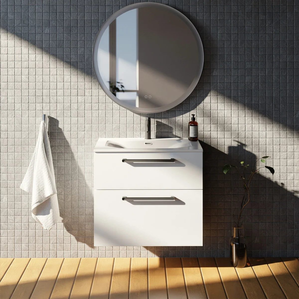Meuble vasque simple 70cm Blanc brillant
