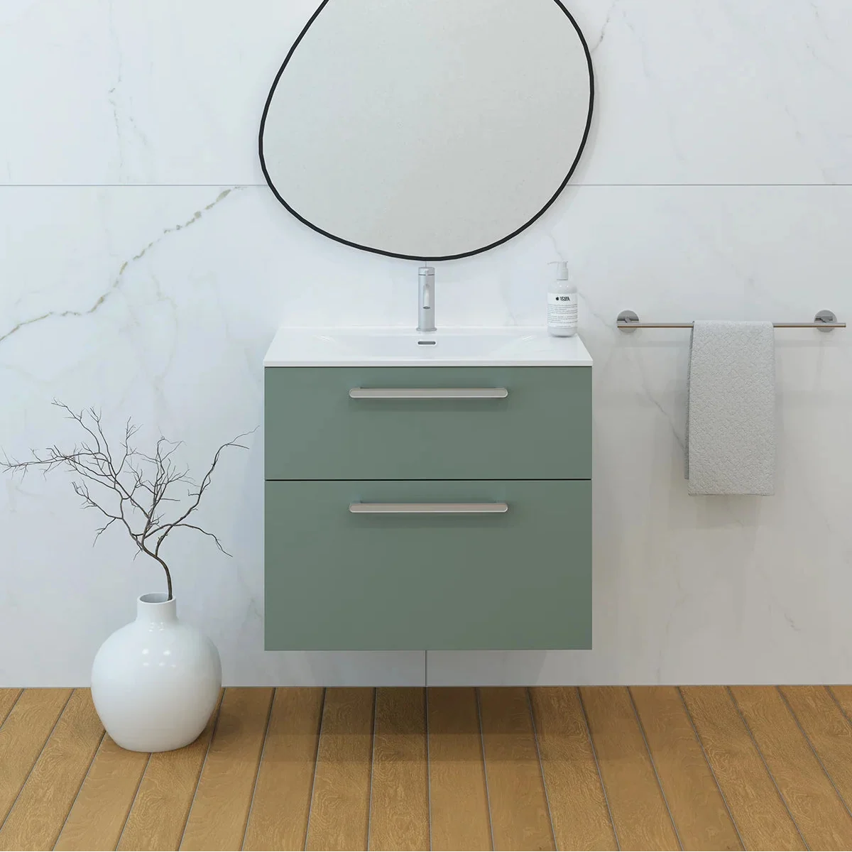 Meuble vasque simple 70cm Amande Mat