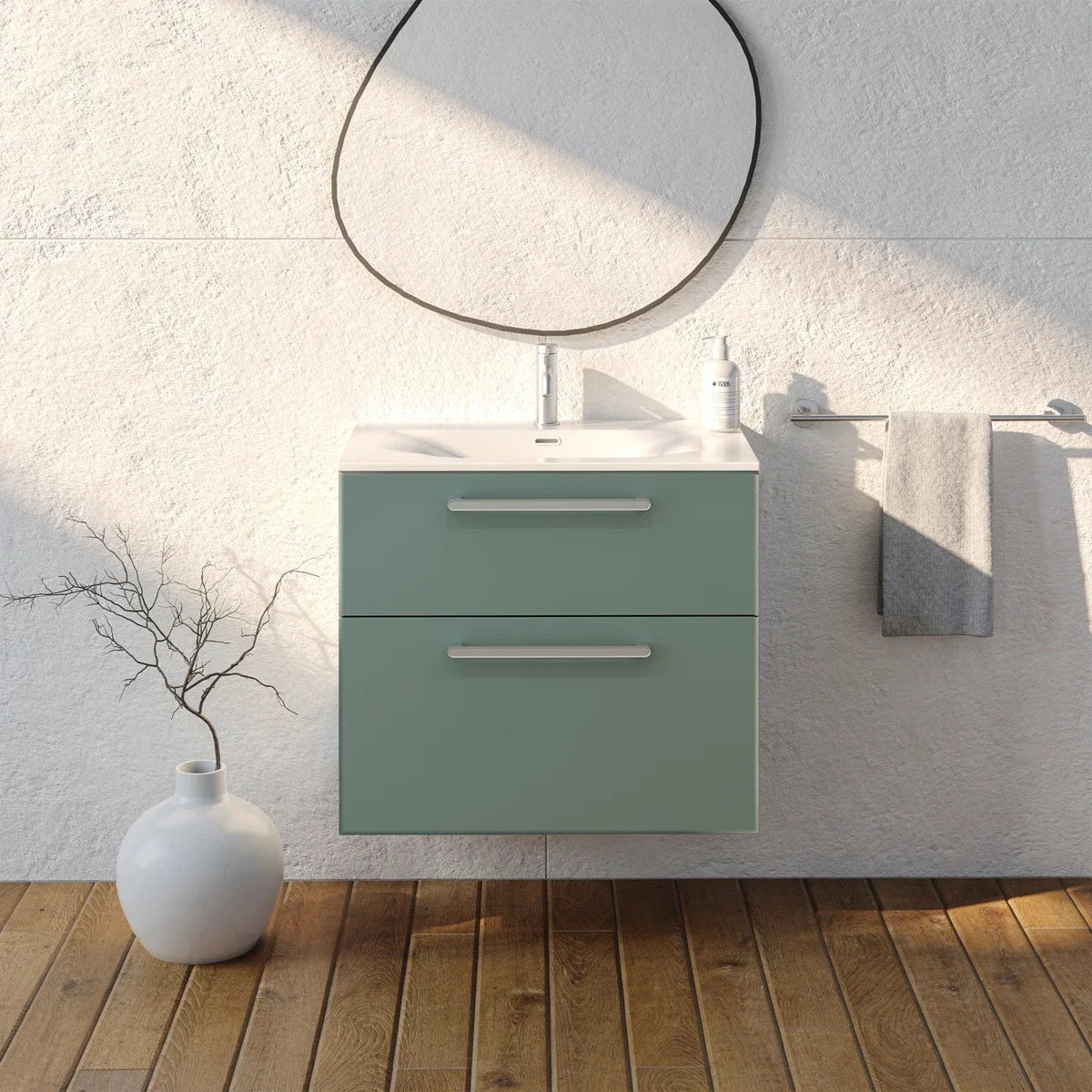 Meuble vasque simple 70cm Amande Mat