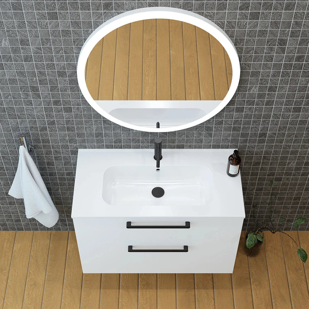 Meuble vasque simple 90cm Blanc brillant