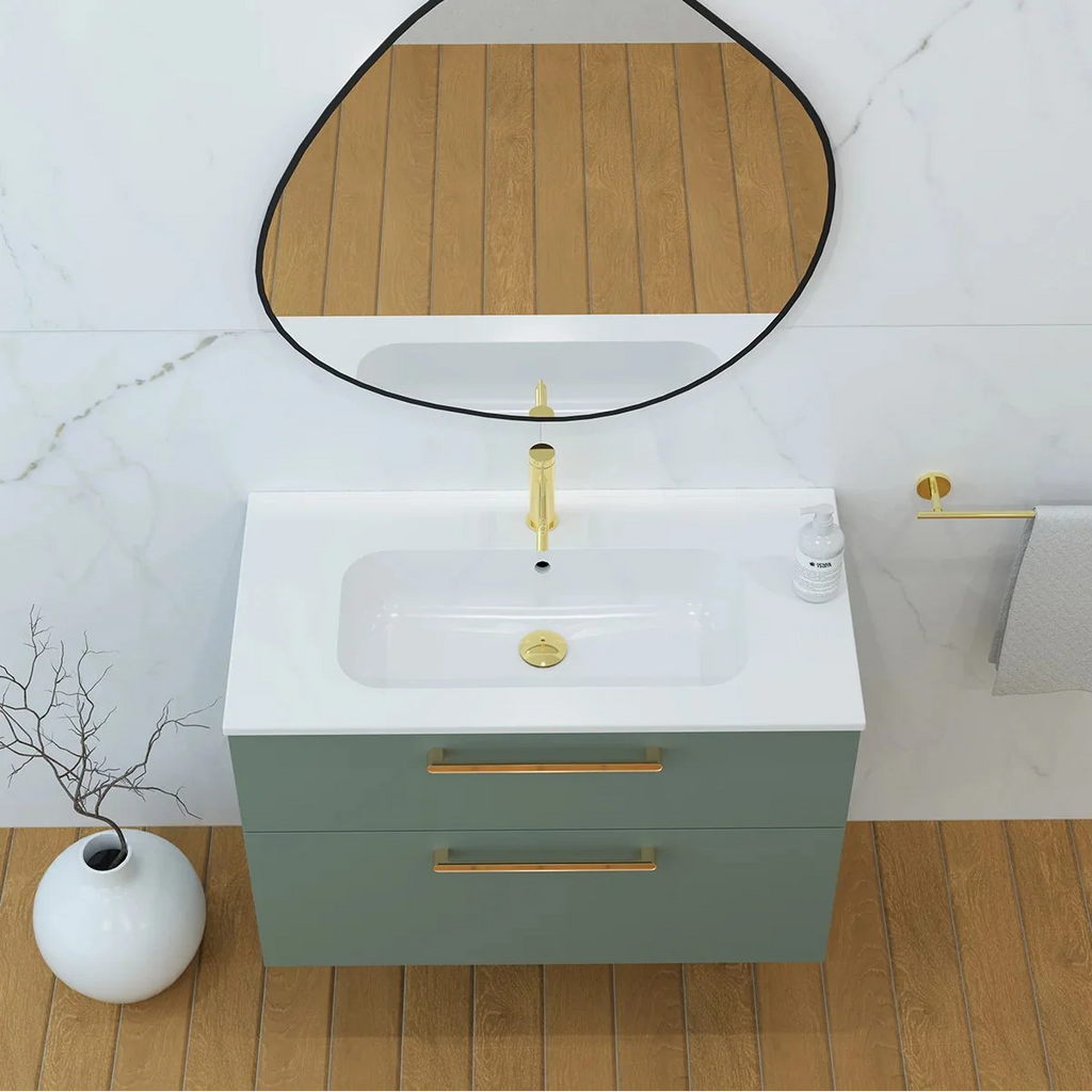 Meuble vasque simple 90cm Amande Mat