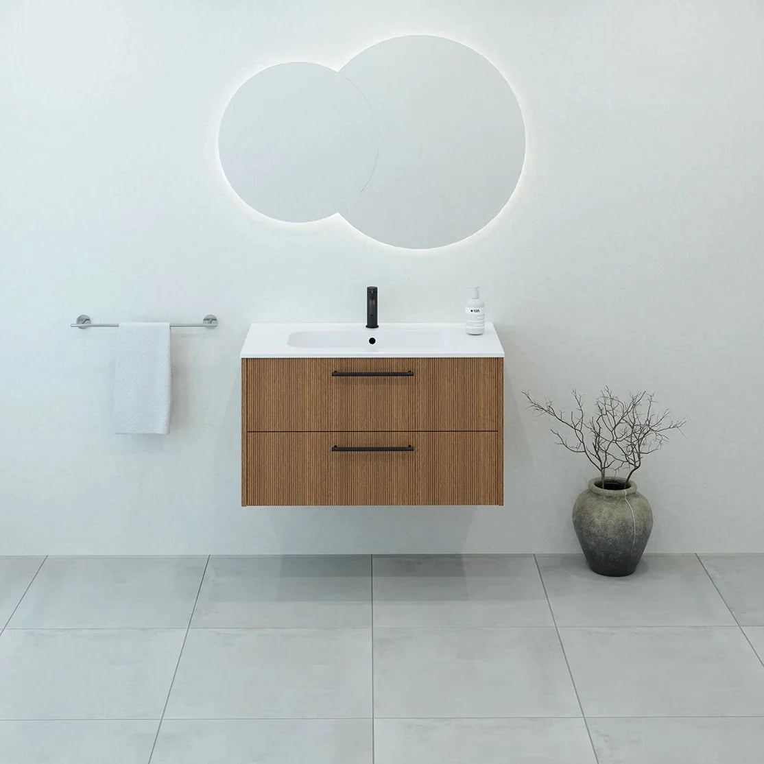 Meuble vasque simple 90cm Chêne noisette
