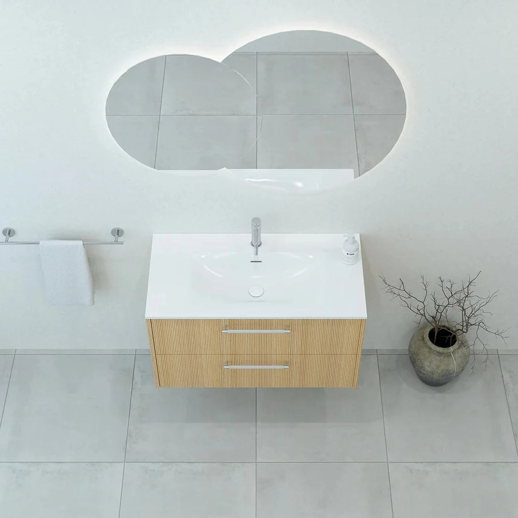 Meuble vasque simple 90cm Chêne doré